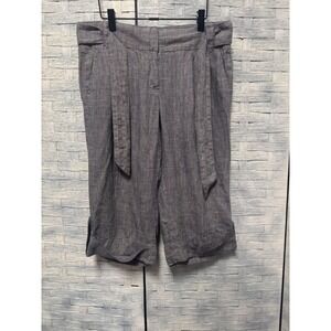 J.Crew Womens 6 Favorite Fit Linen Pants Blue Plaid Tie Waist Scallop Crop Capri